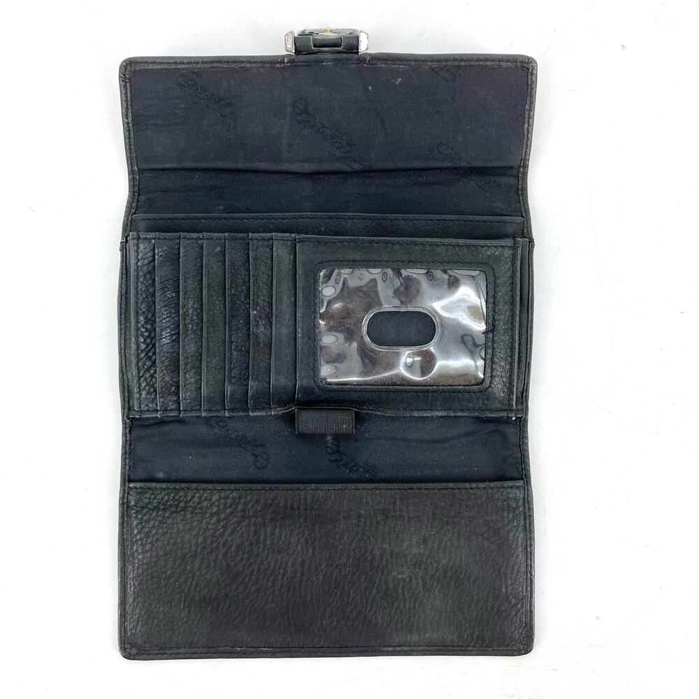Fossil: Black Leather Rectangular Logo Trifold Wa… - image 5